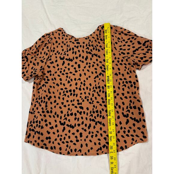 PaperMoon XS Petite Leopard Print Bow Blouse - Picture 6 of 9